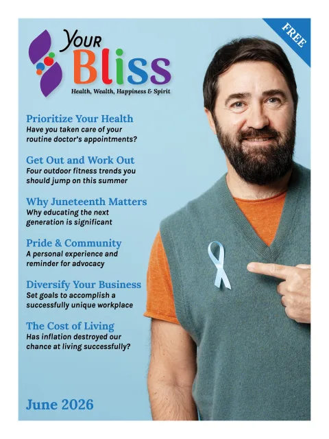 Your Bliss magazine cover image and list of featured articles.